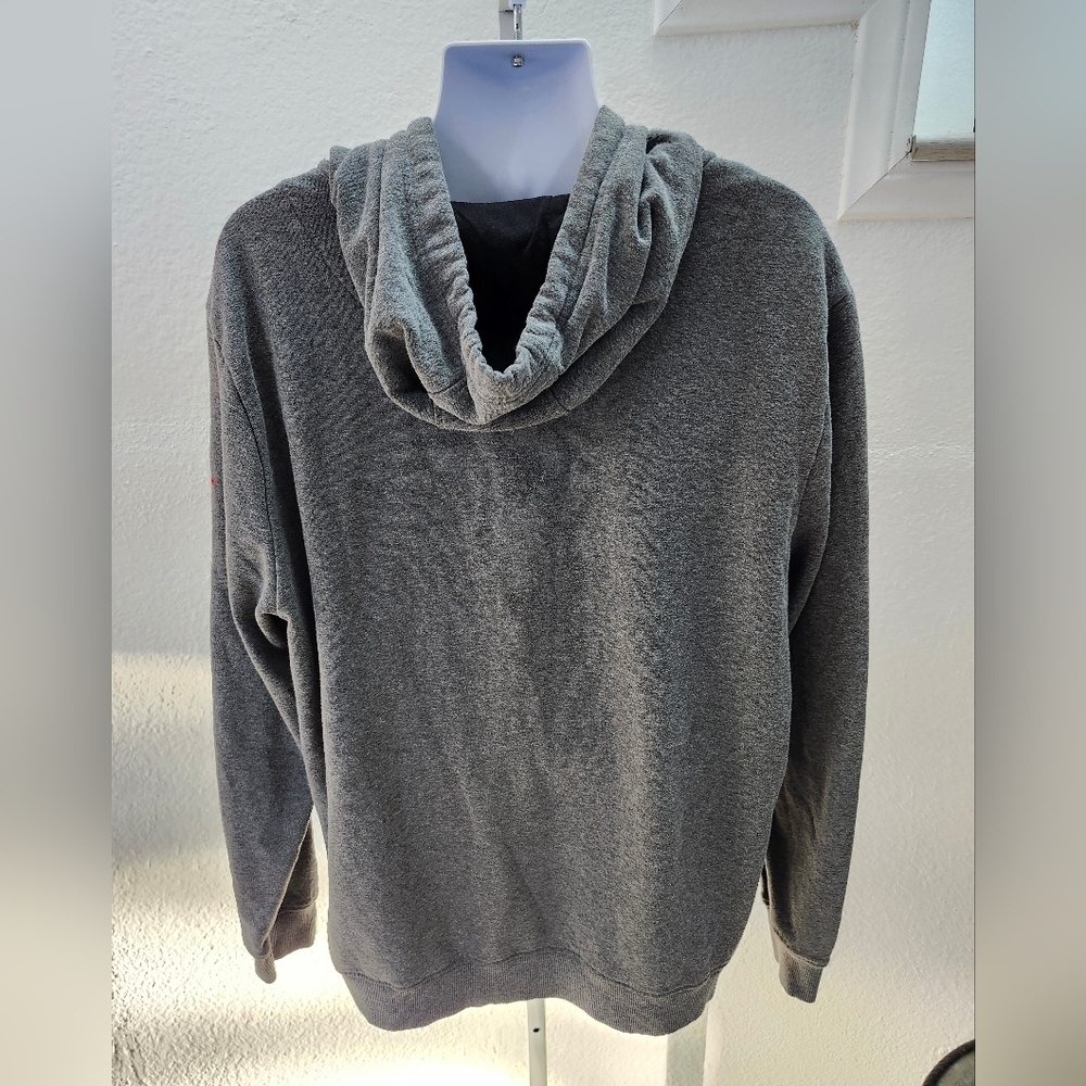 Men's Gray Hoodie with American Flag Design - Picture 2 of 3